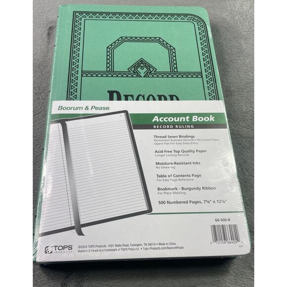 New Boorum & Pease Record/Account Book Journal Rule Blue 500 Pages 12 1/8 x7 5/8 - Picture 1 of 8